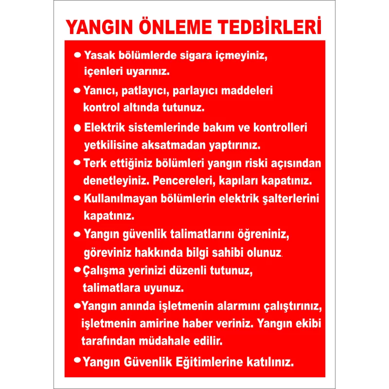 35X50 - Yangın Önleme Tedbirleri